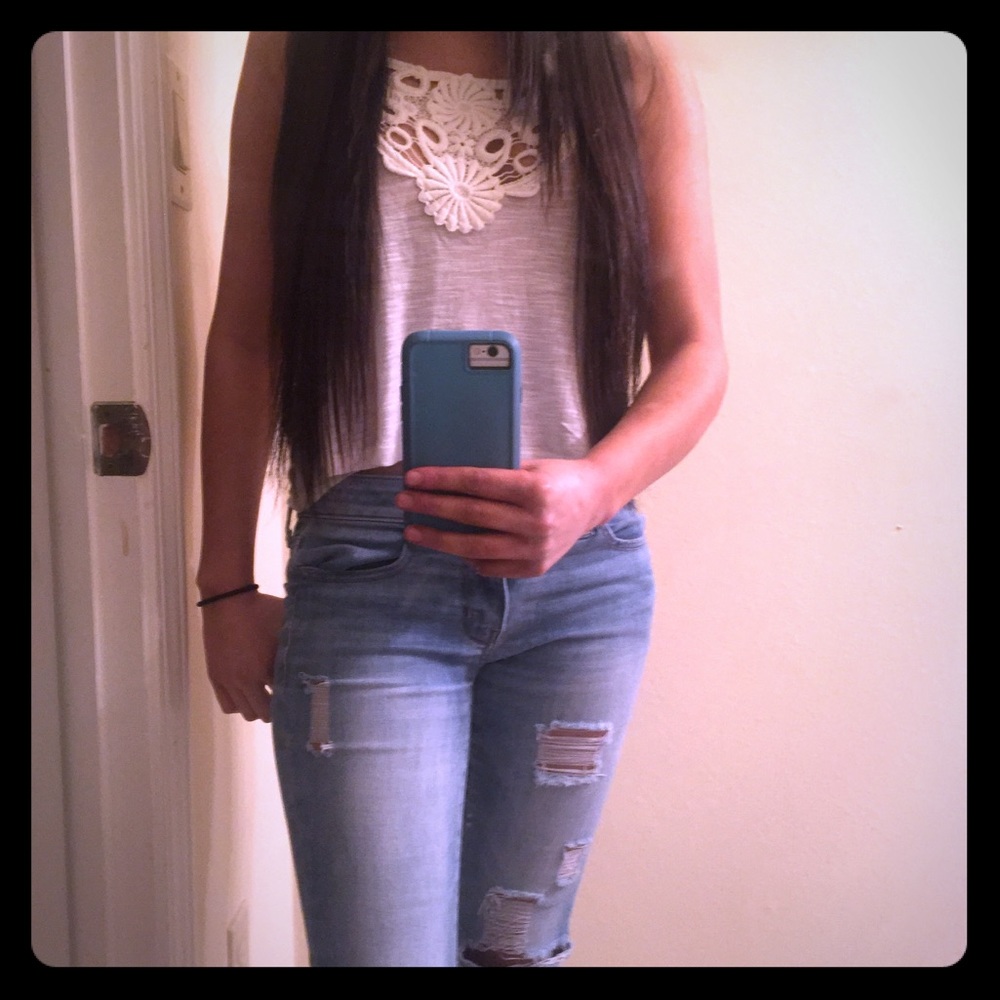 White cropped top